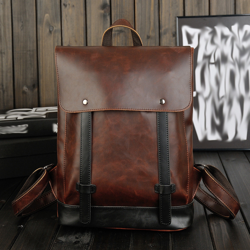 Leather Work Rucksack Mens - Heren Vintage Leren Rugzak 14 Inch