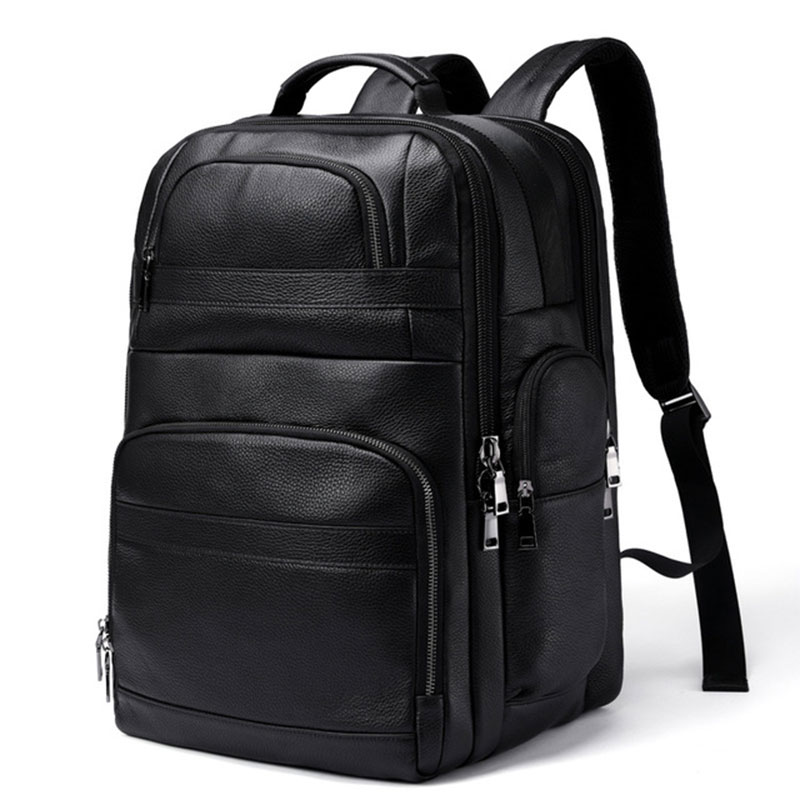 Leather Work Rucksack Mens - Luufan Echt Lederen Rugzak Met Usb